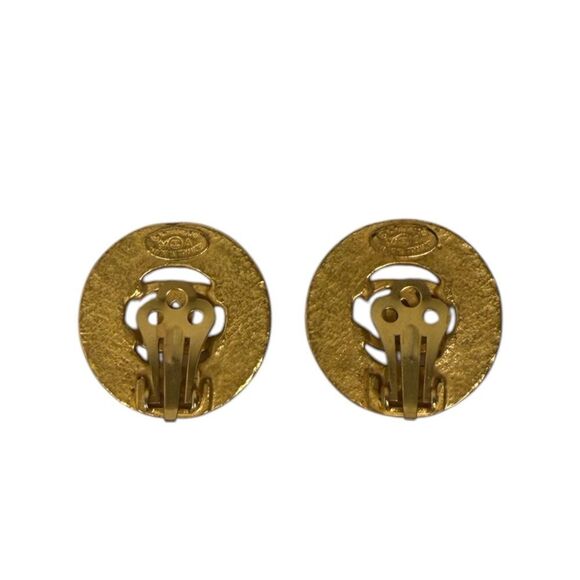 CHANEL Vintage CC Logo Gold Plated Circular Earrings - Picture 10 of 12